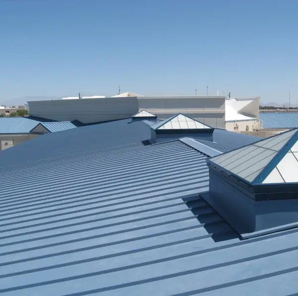 blue metal commercial roof